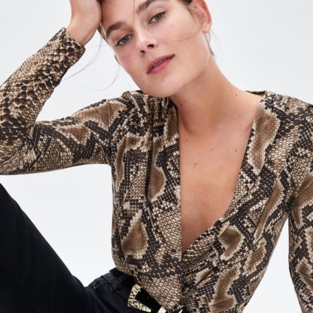 ZARA snake print bodysuit Size M